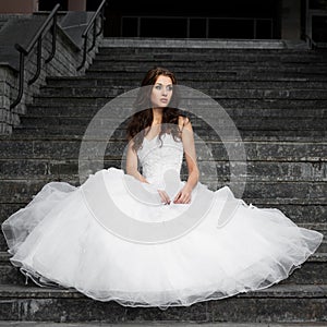 Beautiful young woman in wedding dress