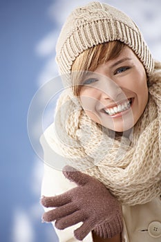 Beautiful young woman in winter clothes