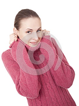 Beautiful young woman in winter sweater