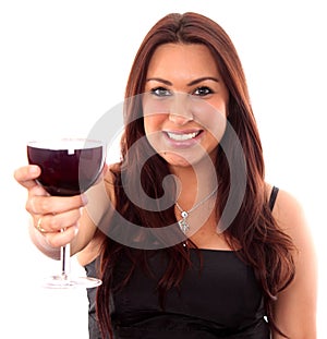 Beautiful young women with the glass of red wine