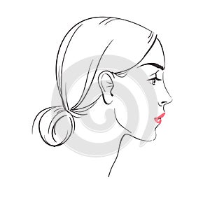 Beautiful young women in profile, vector illustration