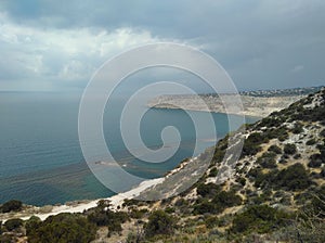 The beautiful Zapallo Bay Episkopi Beach Limassol in Cyprus