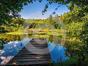 Beautiful Zatorek Lake on Wolin Island, Poland photo