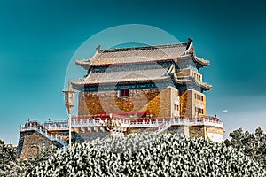 Beautiful Zhengyangmen Gate Qianmen Gate . This famous gate is located at the south of Tiananmen Square in Beijing