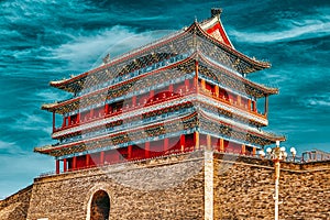 Beautiful Zhengyangmen Gate Qianmen Gate . This famous gate is located at the south of Tiananmen Square in Beijing