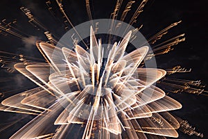 Beautiful zoom effect mid-August holiday fireworks in Follonica, Tuscany, Italy