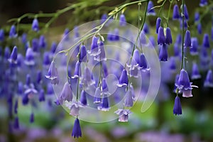 beautifulcourtyard is filled with the delicate beauty of flower blossoms, bluebells, and spring flowers