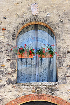 Beautifull architecture in Monteriggioni town. photo