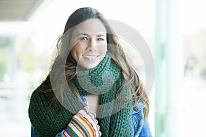 Beautifull brunette dressed with winter warm