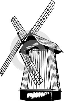 Beautifull contour windmill in vector