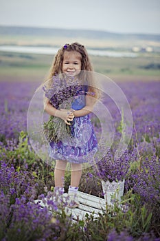 Beautifull cute blond Young beauty girl in blue jeans and purple shirt posing to camera with cosy smile face.Wellbeing time spendi photo