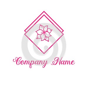 Beautifull fashion logo with pink flower