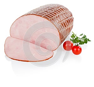 Beautifull ham with decoration isolated on white background