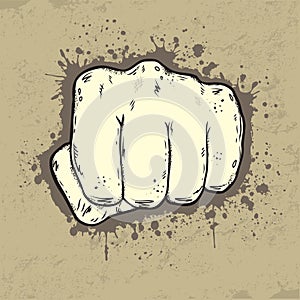 Beautifull illustration of fist in grunge style