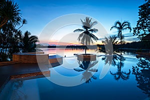Beautifull luxury swimming pool near beach front, looking sea view