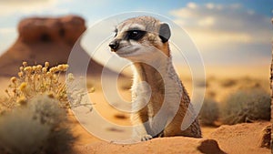 a beautifull meerkat looking for enemies