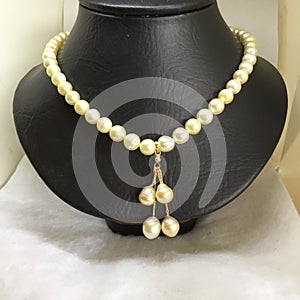 Beautifull pearl necklace on display