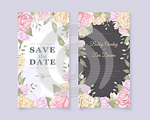 Beautifull rose heart shape wedding invitation  template