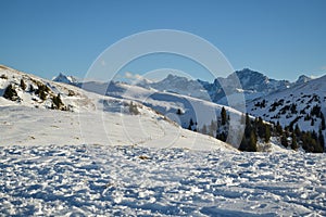 Beautifull snowy Swiss Alps as seen from Niederbauen above the Emmeten
