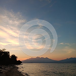 A beautifull sunrise in gili trawangan lombok photo