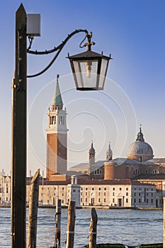 Beautifull sunrise at Venice, Italy, view on Basilica di Giorgio Maggior photo