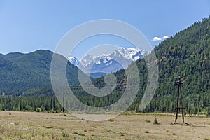 Beautifull valley with view to mountains in Altaj, Russia at the summer