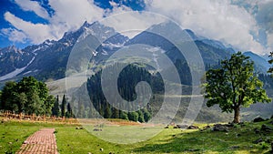 Beautifull view of mountains covered with snow