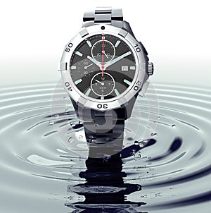 Beautifull watch standing on water