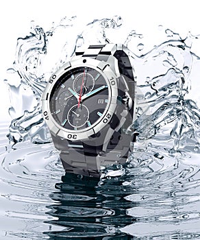 Beautifull watch standing on water photo