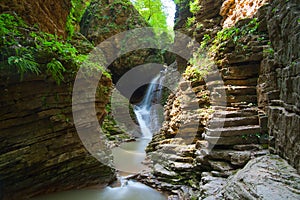 Beautifull waterfall is in Western Caucasus