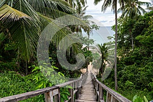 Beautifull of Wooden bridge at Nai Thon beach