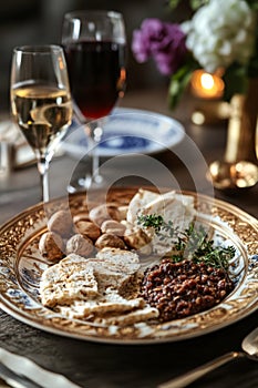 Elegant Passover Seder Plate Display photo