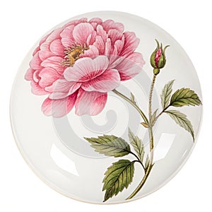 Decorative Object with Pink Flower isolated on white background