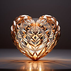 Beautifully crafted heart in a well-lit studio settin