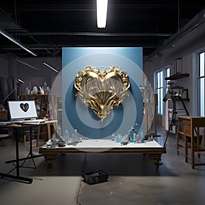 Beautifully crafted heart in a well-lit studio settin