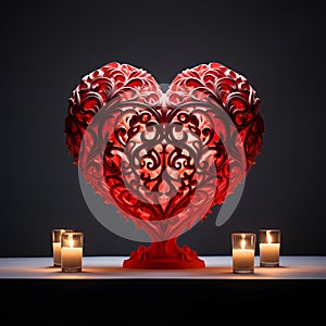 Beautifully crafted heart in a well-lit studio settin