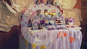 Beautifully decorated dessert table for babyshower celebration