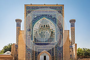 The beautifully decorated Gur-i Amir Mausoleum in Samarkand