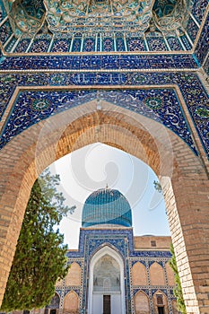 The beautifully decorated Gur-i Amir Mausoleum in Samarkand