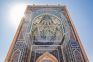 The beautifully decorated Gur-i Amir Mausoleum in Samarkand