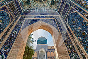 The beautifully decorated Gur-i Amir Mausoleum in Samarkand