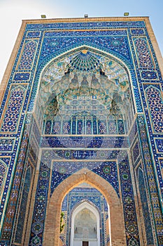 The beautifully decorated Gur-i Amir Mausoleum in Samarkand