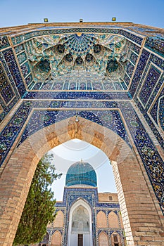 The beautifully decorated Gur-i Amir Mausoleum in Samarkand