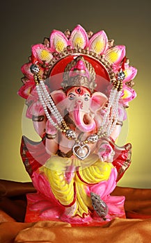 Beautifully Decorated Hindu God Lord Ganesha Statue / Idol photo