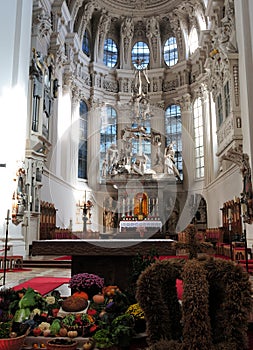 Beautifully Decorated Interior Of The St. Stephan Cathedral In Passau Germany During A Trip To The Historic District