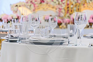 Beautifully decorated table for a celebration in a restaurant in