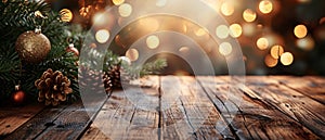 A Beautifully Decorated Wooden Table Set Against A Delightfully Blurred Background, Perfect For The Holiday Season