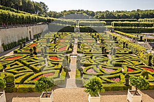 Beautifully designed renaissance park with unique layout at chateau Villandry, Loire valley, France.
