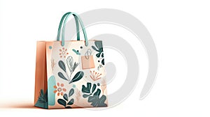 Beautifully designed reusable shopping bag with Generative AI Illustration inspired pattern. photo