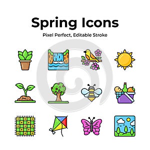 Beautifully designed spring vectors, farming, gardening and agriculture icons set
